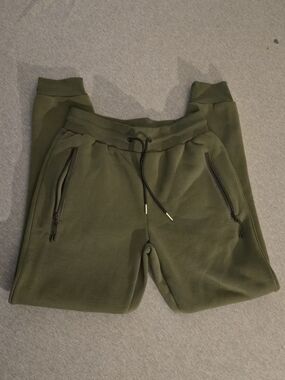 Kids Olive Green Jogger Sweatpants with Zipper Pockets